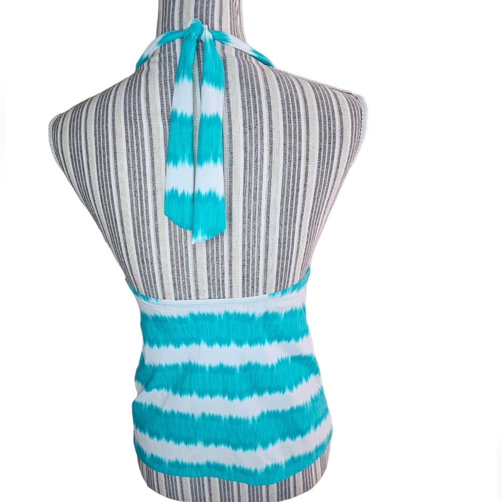 Ralph Lawren women's blue/white haulter back tankini Swimwear size 8 - Picture 3 of 5
